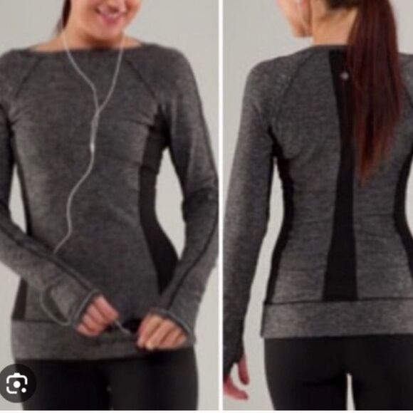 Lululemon Full Tilt Ruffle Long Sleeve Shirt Heathered Black - Picture 10 of 10